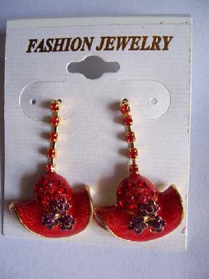 Fashion Red Hat Earrings