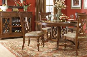 Round Dining Set In Medium Brown Color