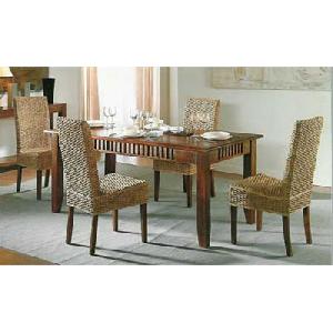 Batavia Woven Dining Set Made From Water Hyacinth And Solid Mahogany