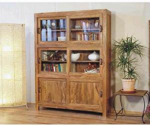 Bali Book Case Cabinet With Sliding Doors Mahogany And Teak Indoor Furniture Antique Style