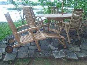 Bali Decking Steamer Chair.wheels Leg.five Position.java Indonesia Outdoor Furniture