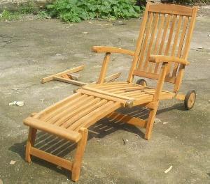 Decking Chair With Wheels. Steamer Five Position.made From Selected Teak