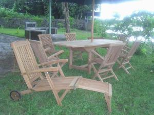 Teak Bali Wheels Decking Steamer Chair.indonesia.hotel, Garden And Beach Furniture