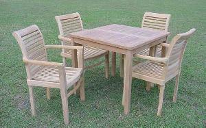 Teak Garden Set, Audia Stacking Chair And Square Table