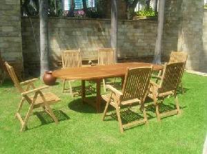 Teak Straight Reclining Dorset Chair With Oval Extension Table.for Home, Hotel And Restaurant