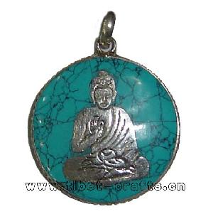 Sterling Silver Turquoise Buddha Pendant