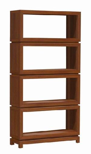 Minimalist And Modern Open Book Case With 4 Shelves Mahogany Indoor Furniture