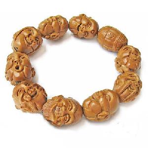 Wooden Buddha Head Wrist Mala