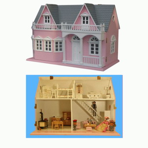 Supply Doll House, Wood Furniture, Miniature Lamps