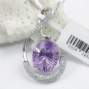 925 Silver Natural Amethyst Pendant, Sterling Silver Natural Gemstone Jewelry