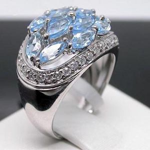 China Sell Sterling Silver Blue Topaz Ring Item #y00082136