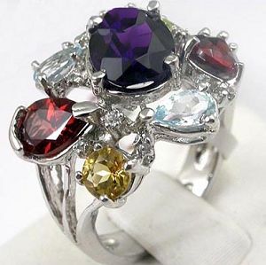 Manufacturer For 925 Silver Mix Gem Ring Item #j0709175c