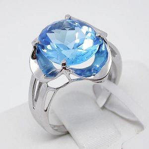 sterling silver ring blue topaz gem y00082105