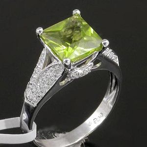 Sterling Silver Gemstone Jewelry, Wholesale 925silver Natrual Gemstone Oilvine Ring