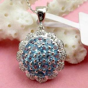 sterling silver gemstone jewelry wholesale 925silver blue topaz pendant