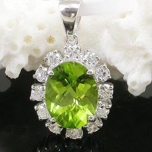 Sterling Silver Gemstone Jewelry, Wholesale 925silver Natural Olivine Pendant