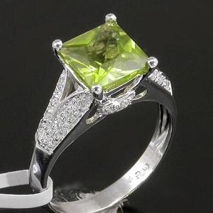sterling silver gemstone olivine ring