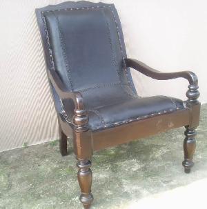 Leather Lazy Chair Mahogany Teak Frame Java Indonesia