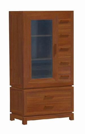 y 040 minimalist vitrine cabinet glass door 7 drawers teak mahogany indoor furniture