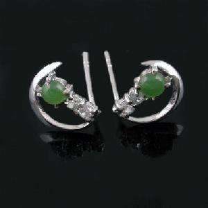 Factory For Sterling Natural Jadeite Stud Earring, Brass Cz Jewelry, Fashion Jewelry Set