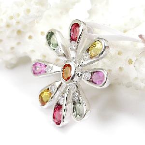 Factory For Sterling Silver Color Gemstone Pendant, Tourmaline / Citrine / Amethyst Ring Earring