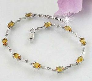 Factory For Sterling Silver Natural Citrine Bracelet, Amethyst / Blue Topaz / Olivine / Sapphire Ear