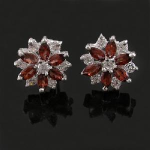 Factory For Sterling Silver Natural Garnet Earring, Fashion Jewelry / Olivine / Sapphire Earring