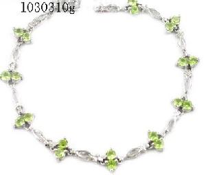 Factory For Sterling Silver Natural Olivine Bracelet, Jade Bracelet, Prehnite / Ruby Earring