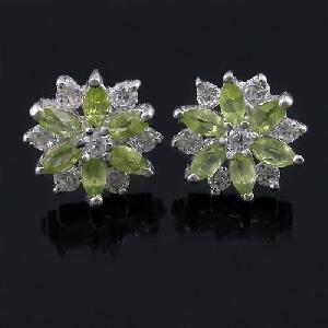 Factory For Sterling Silver Natural Olivine Earring, Jade / Ruby Earring, Prehnite Jewelry Set