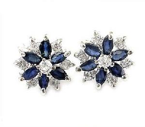 Factory For Sterling Silver Sapphire Stud Earring, Brass Cz Jewelry , Olivine / Sapphire Earring