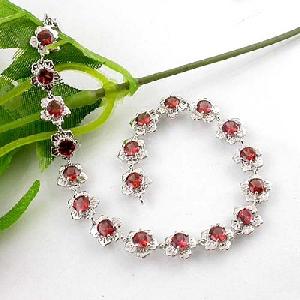 925 silver garnet bracele ruby amethyst earring cz