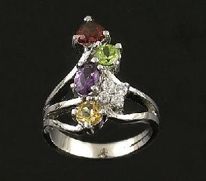 Manufacturer For Sterling Silver Natural Mix Gem Ring, Amethyst / Garnet / Olivine Earring, Pendant