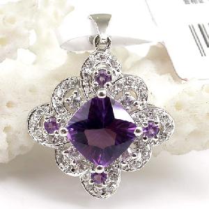 sterling silver tural amethyst pendant fashion jewelry brass cz