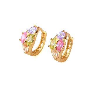 Sell 18k Gold Plating Brass Cubic Zirconia Hoop Earring, Sapphire Brass Cz Jewelry, Fashion Jewelry