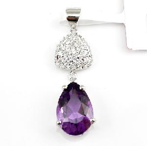 Sell 925 Silver Natural Natural Amethyst Pendant, Cubic Zirconia / Blue Topaz Bracelet, Ring