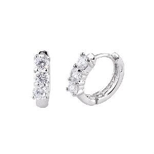 Sell Rhodium Plated Brass Cubic Zirconia Hoop Earring, Sterling Silver Jewelry