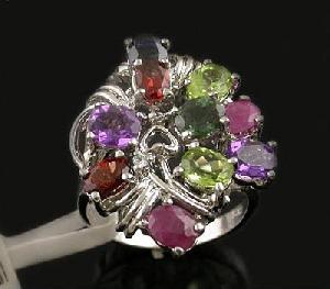 Sell Sterling Silver Mix Gem Ring, Olivine Ring , Sapphire Bracelet, Tourmaline Earring