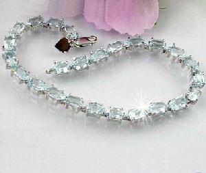 Sell Sterling Silver Natural Blue Topaz Bracelet, Sapphire Ring, Citrine / Tourmaline Ring, Earring