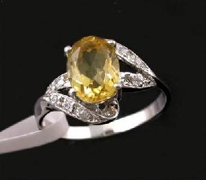 Sell Sterling Silver Natural Citrine Ring, Cz Jewelry, Blue Topaz / Agate / Sapphire / Ruby Ring