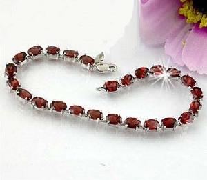 Sell Sterling Silver Natural Garnet Bracelet, Tourmaline / Rainbow Stone Ring, Jadeite Bracelet