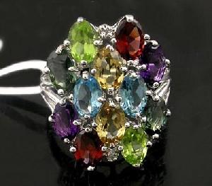 Sell Sterling Silver Natural Mix Gem Ring, Moonstone / Ruby / Agate / Amethyst Earring