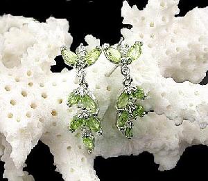 Sell Sterling Silver Natural Olivine Drop Earring, Moonstone Ring, Jadeite Earring