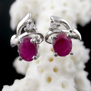 Sell Sterling Silver Natural Ruby Earring, Cz Jewelry, Tourmaline / Rainbow Stone Ring