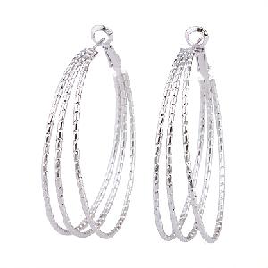 Sell Rhodium Plated Brass Hoop Earring, Blue Topaz Earring, Sapphire Ring, Cz Fashion Jewelry