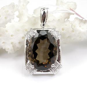 Sell Sterling Silver Natural Smoky Quartz Pendant, Amethyst / Olivine Earring, Sapphire Jewelry Set