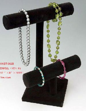 Bracelet Display, Leatherette, Black And Bule Colours