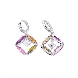 Factory For Rhodium Plated Brass Cubic Zirconia Drop Earring, Fashion Citrine Jewelry, Costume Ring