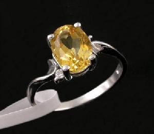 Factory For Rhodium Plated Sterling Silver Natural Citrine Ring, Tourmaline Ring, Citrine Jewelry