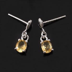 Factory For Sterling Silver Natural Citrine Earring, Cz Jewelry / Citrine Ring, Smoky Quartz Ring