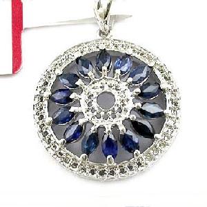 Factory For Sterling Silver Natural Sapphire Pendant, Sapphire / Tourmaline Ring, Fashion Jewelry